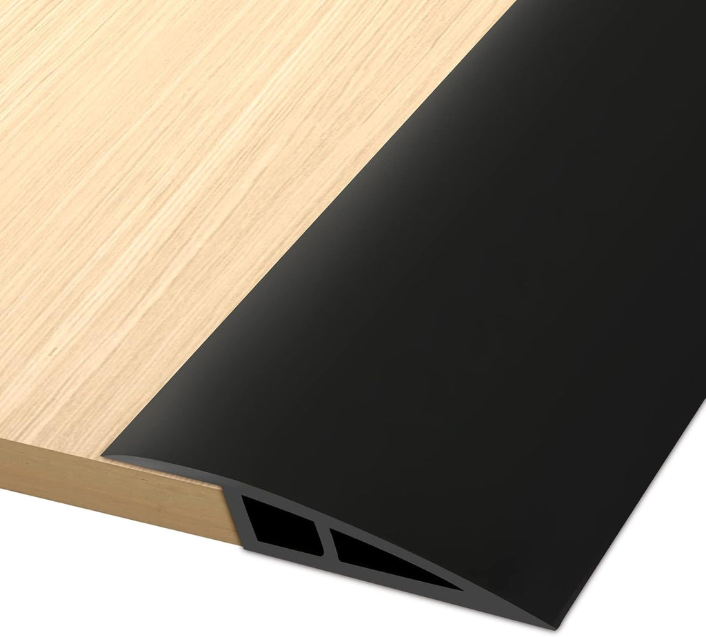 Vinyl Door Threshold Flooring Transition Strip Self Adhesive Carpet Edging Strip for Laminate Doorway Edge Threshold from 1/5" to 2/5" (Black, 6.6 Ft)