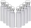 Neihepal 20 oz Insulated Water Bottles Bulk 8 Pack,Stainless Steel Double Wall Sport Bottle with Lid of Handle,Metal Reusable Flask with Cup Cap for School,Hikers,Gift (White,Set of 8)