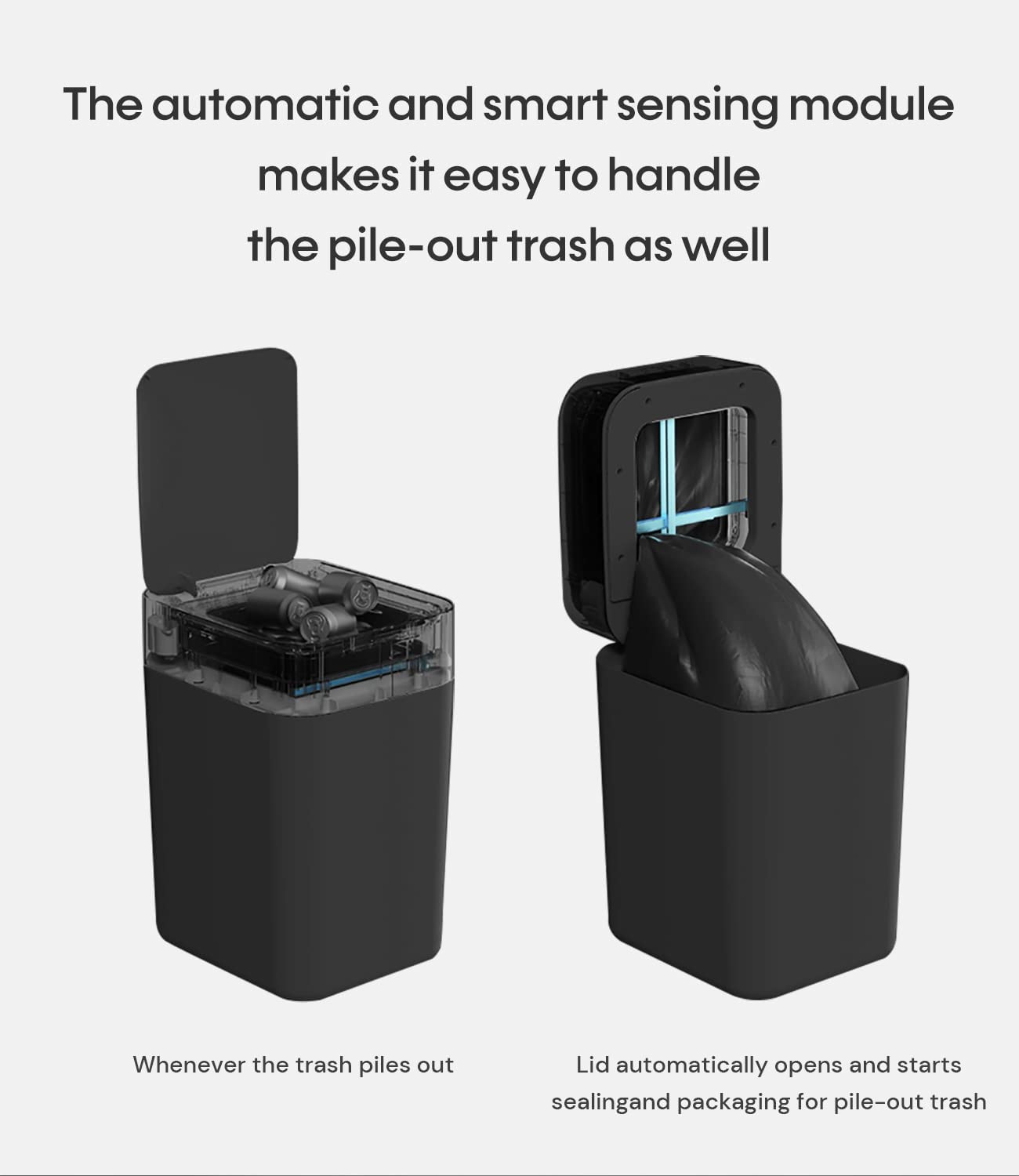 TOWNEW T1S 4.1 Gallon Automatic Self-Sealing and Self-Changing, Motion Sense Activated Trash Can, 2024 Upgrade Smart Garbage Can with Lid for Kitchen Bathroom Office, Black