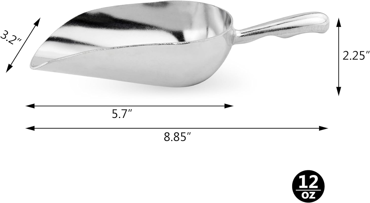 New Star Foodservice 34523 One-Piece Cast Aluminum Round Bottom Bar Ice Flour Utility Scoop, 12-Ounce, Silver (Hand Wash Only)