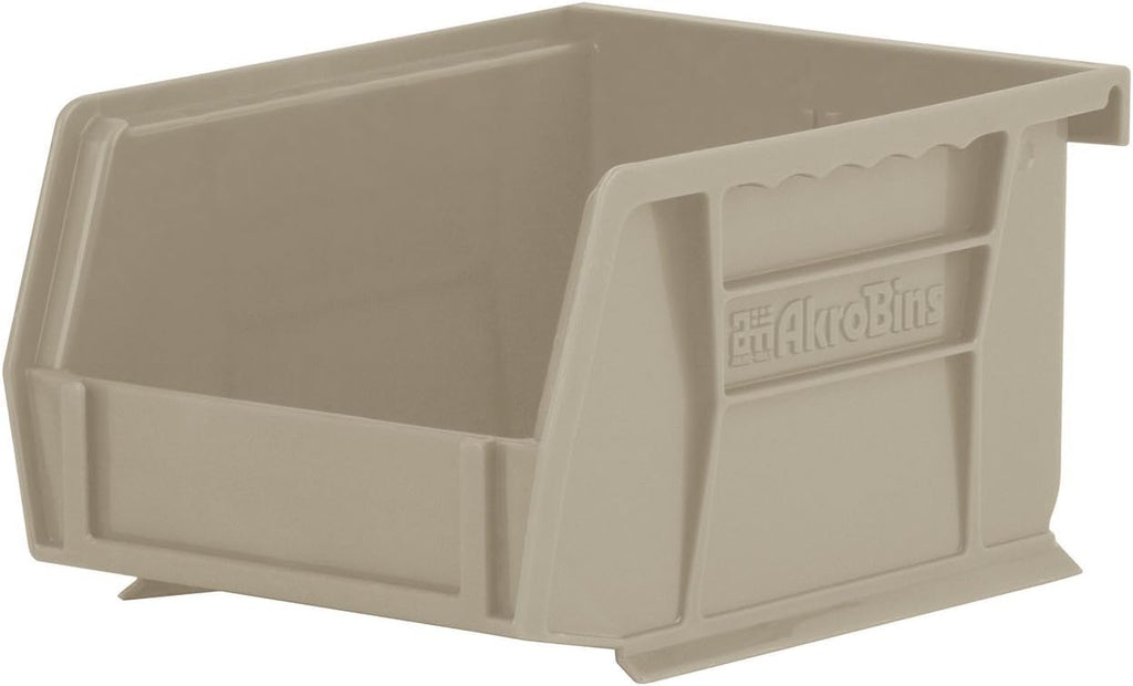 Akro-Mils 30210 AkroBins Plastic Storage Bins, Space-Saving Stackable Bins for Garage, Pantry, Craft Organization, 5-Inch x 4-Inch x 3-Inch, Stone, 24-Pack
