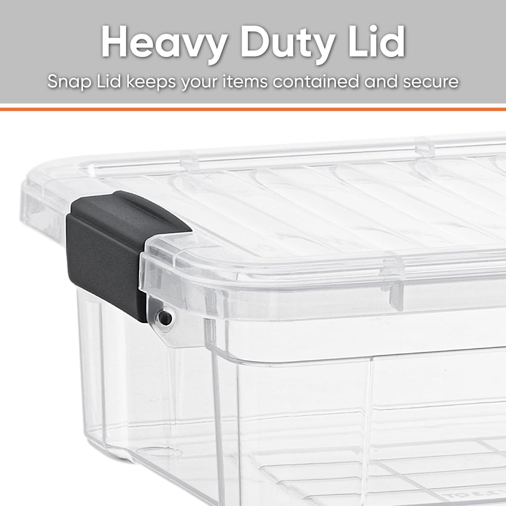 Superio Clear Storage Boxes with Lids, 2.3 Quart Plastic Container Bins for Organizing, Stackable Crates, BPA Free, Non Toxic, Odor Free, Organizers for Home, Office and Dorm, 4 Pack