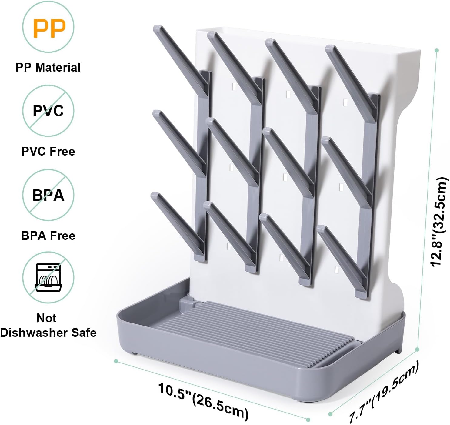Space Saving Vertical Bottle Drying Rack, Large Countertop Baby Bottle Drying Rack Holder for Baby Bottles and Pump Parts, Blue