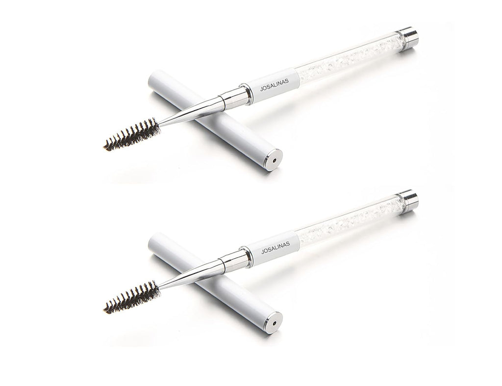 2PCS Mascara Brushes Eyebrow Eyelash Brushes Mascara Wands Spooly Applicators Eye Brushes Portable Cosmetic Brushes with Cap Spoolies Brushes for Eyelash Extensions and Eyebrows, White