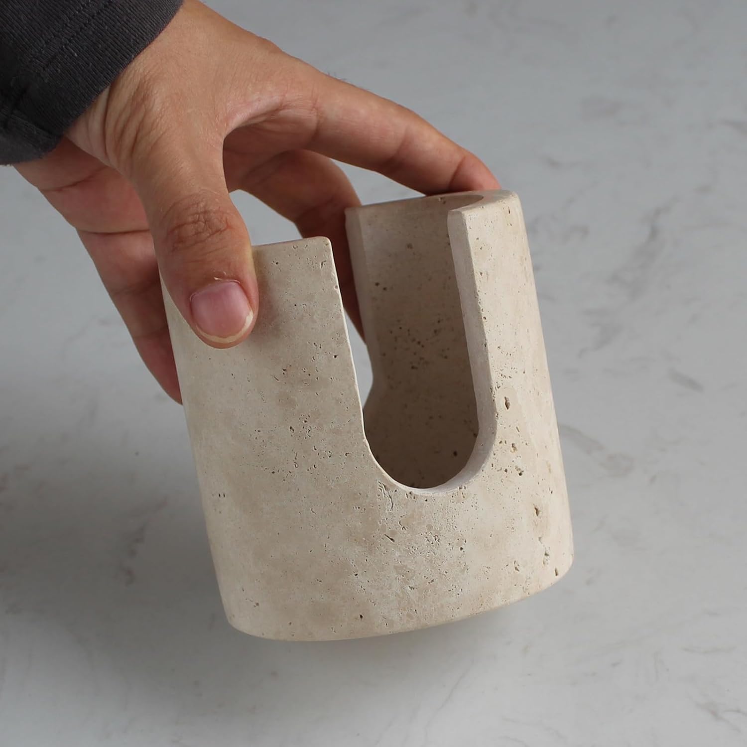 Natural Travertine Sponge Holder for Kitchen Counter, Drying Rack, Sponge Caddy for Sink Organizer