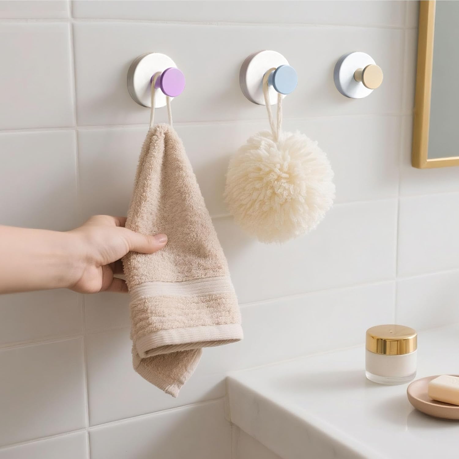 4 Pcs Suction Cup Hook for Shower，304 Stainless Steel Removable Hooks，Towel Hook，Suction Hook for Bathroom, Bedroom, Glass Window