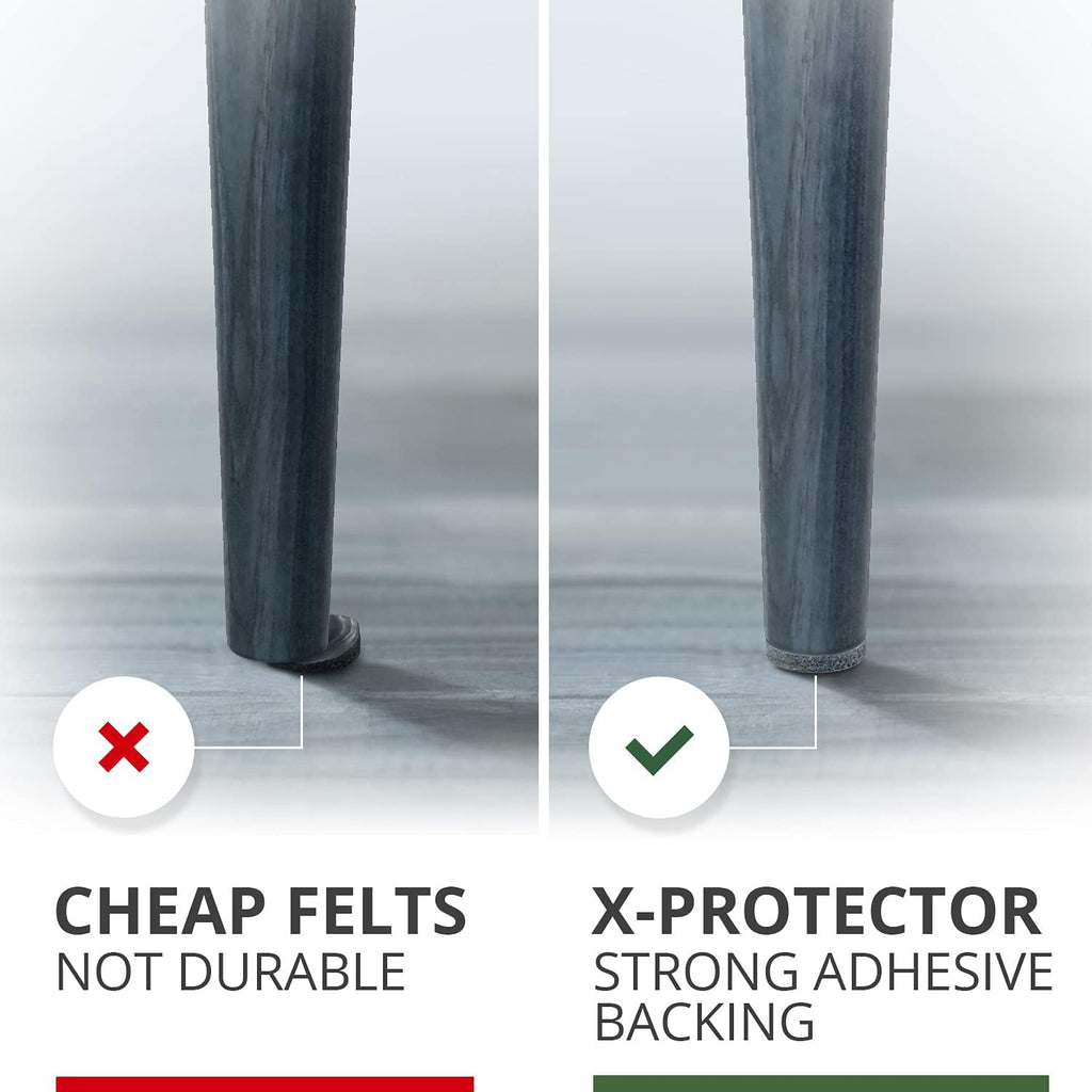 Felt Furniture Pads X-PROTECTOR - 48 Premium Felt Pads Floor Protector - Chair Felts Pads for Furniture Feet Wood Floors - Best Furniture Pads for Hardwood Floors - Protect Your Hard Floors! (Grey)