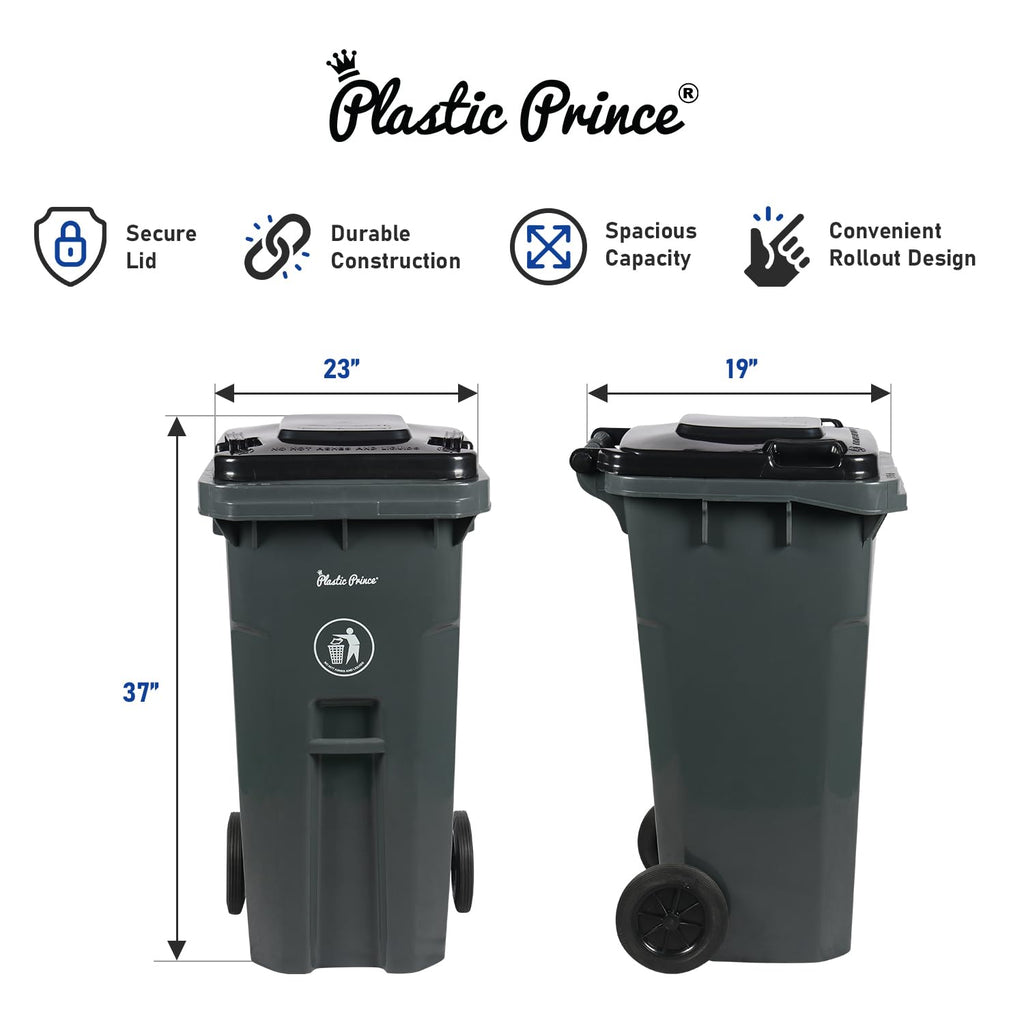 32 Gallon Trash Can with Wheels Outdoor Trash Can with Lid and Wheels Heavy-Duty Trash Bin for Outside Plastic Garbage Can Wheeled Gray for Home Hospitals Restaurants Offices