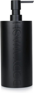 Matte Black Body Wash Dispenser Luxurious Refillable Pump Bottle with Embossed Text, Durable Construction for Bathroom and Shower