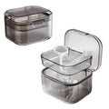 Retainer Case Denture Bath Case,Retainer Cleaner Case with Lid,Denture Cup for Partial Dentures,Mouth Guard&Braces,Denture Soaking Container Case for Travel (Black)