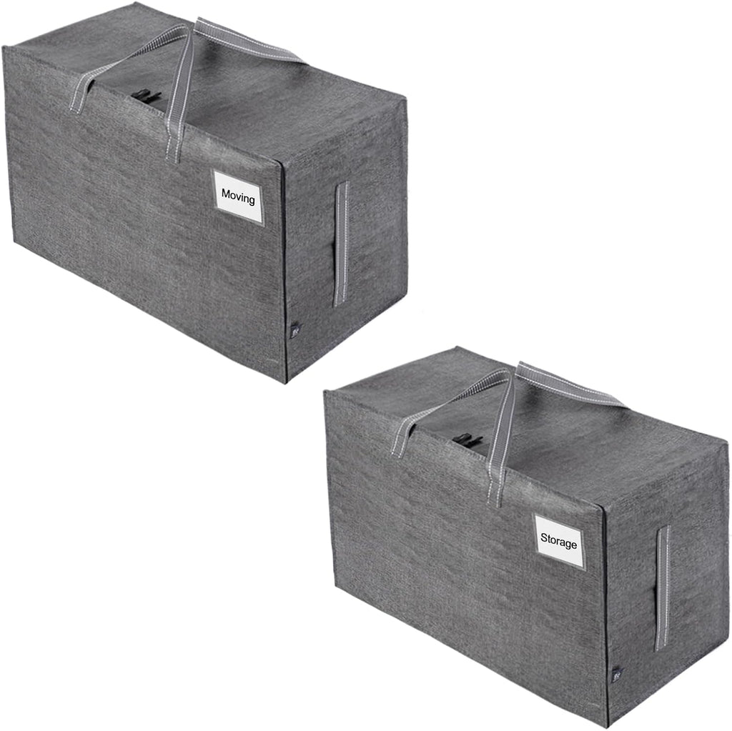 VENO 2 Pack Moving and Storage Bags, Heavy Duty, Alternative to Moving Boxes, Large Packing Totes Supplies for College Dorm Room with Zipper for Clothes, Wide Open Design (Dark Gray, 2 Pack)