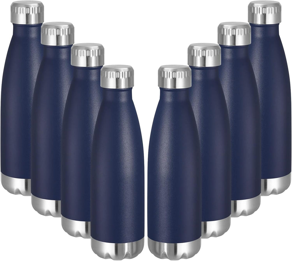 VEGOND 17oz Stainless Steel Water Bottles Bulk, Reusable Metal Sports Water Bottle Keeps Drink Hot and Cold, BPA Free Double Wall Vacuum Cola Shape Insulated Water Bottles for Camping Gym, 8 Pack