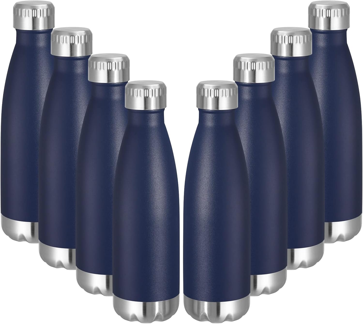 VEGOND 17oz Stainless Steel Water Bottles Bulk, Reusable Metal Sports Water Bottle Keeps Drink Hot and Cold, BPA Free Double Wall Vacuum Cola Shape Insulated Water Bottles for Camping Gym, 8 Pack