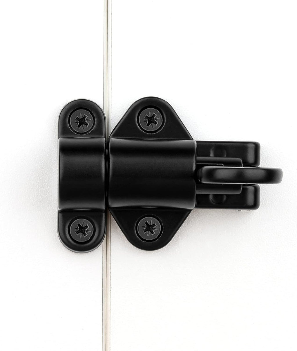 6 Packs Self-Closing Latches，Black Spring Door Lock，Resilient Bolt Latch Aluminum Alloy Safety Automatic Spring Barrel Slide Door Lock with Screws,Used for Gate,Window and Cabinet etc