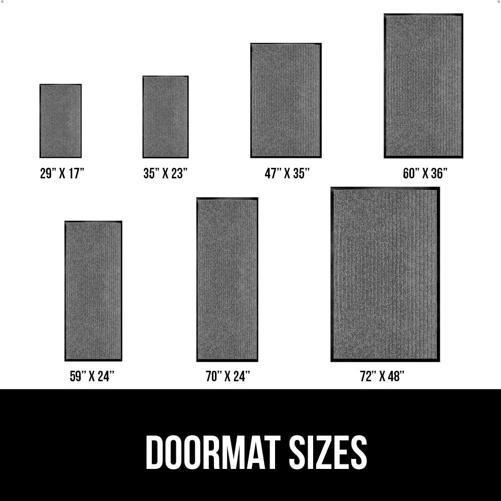 GORILLA GRIP Traffic Guard Door Mat, 59x24, Heavy Duty Welcome Mats, Commercial Office Space Doormat, Waterproof, Fade Resistant, Strong Rubber Backing, Low Profile, Shoe and Boot Scraper, Light Gray