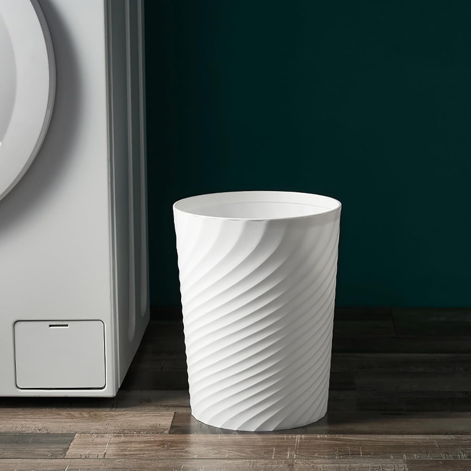 Small Bathroom Trash Can 1.8 Gallon Wastebasket Recycling Bin for Bedroom Office Kitchen (Black White, 2 Pack)