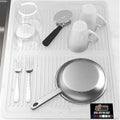 GORILLA GRIP 100% BPA-Free Patented Silicone Dish Drying Mat for Kitchen Counter, 18x24 Inch, Water Catching Ribbed Design, Easy Clean Waterproof Sink Liner, Heat Resistant, Fits Under Rack, White