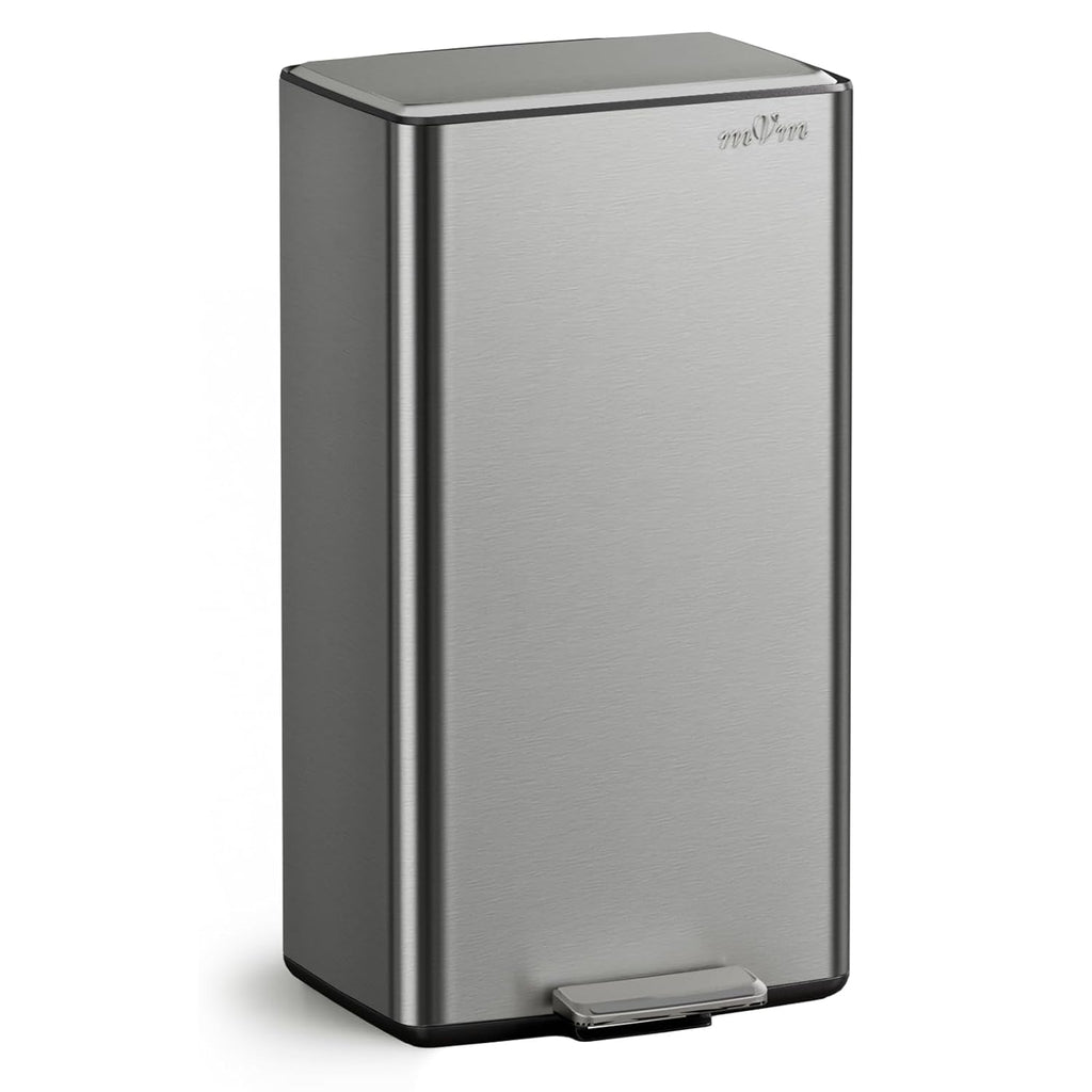mVm 10.6 Gallon Kitchen Step Trash Can, Soft-Close and Foldable Foot Pedal Heavy Duty Bin for Offices Dorms Home Rooms (Gray)