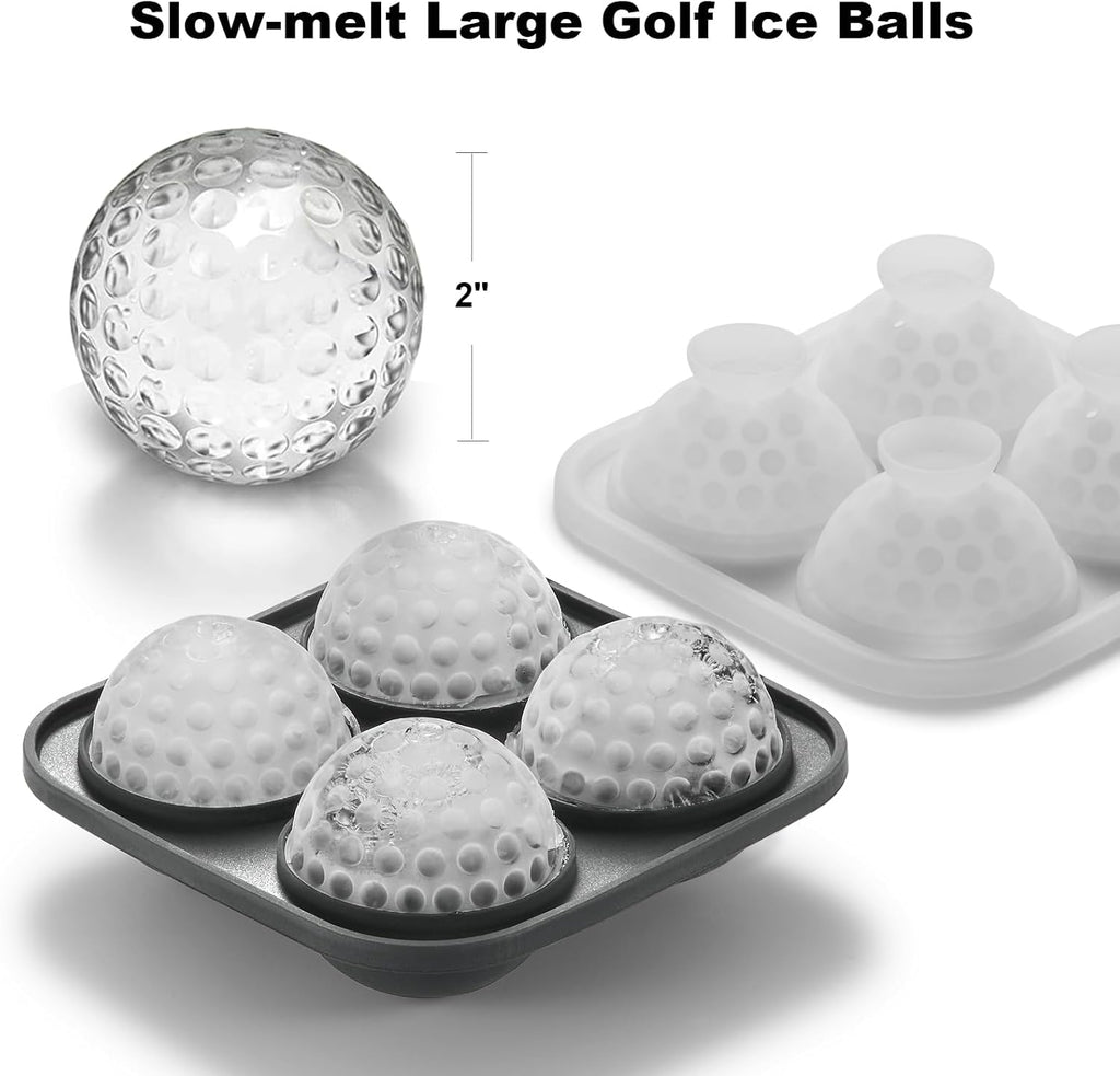 Nax Caki 3D Golf Ice Cube Tray, Large Golf Silicone Fun Shapes Whiskey Ice Mold with Funnel for Cocktails, Bourbon,Brandy, Whiskey Gifts for Men Black