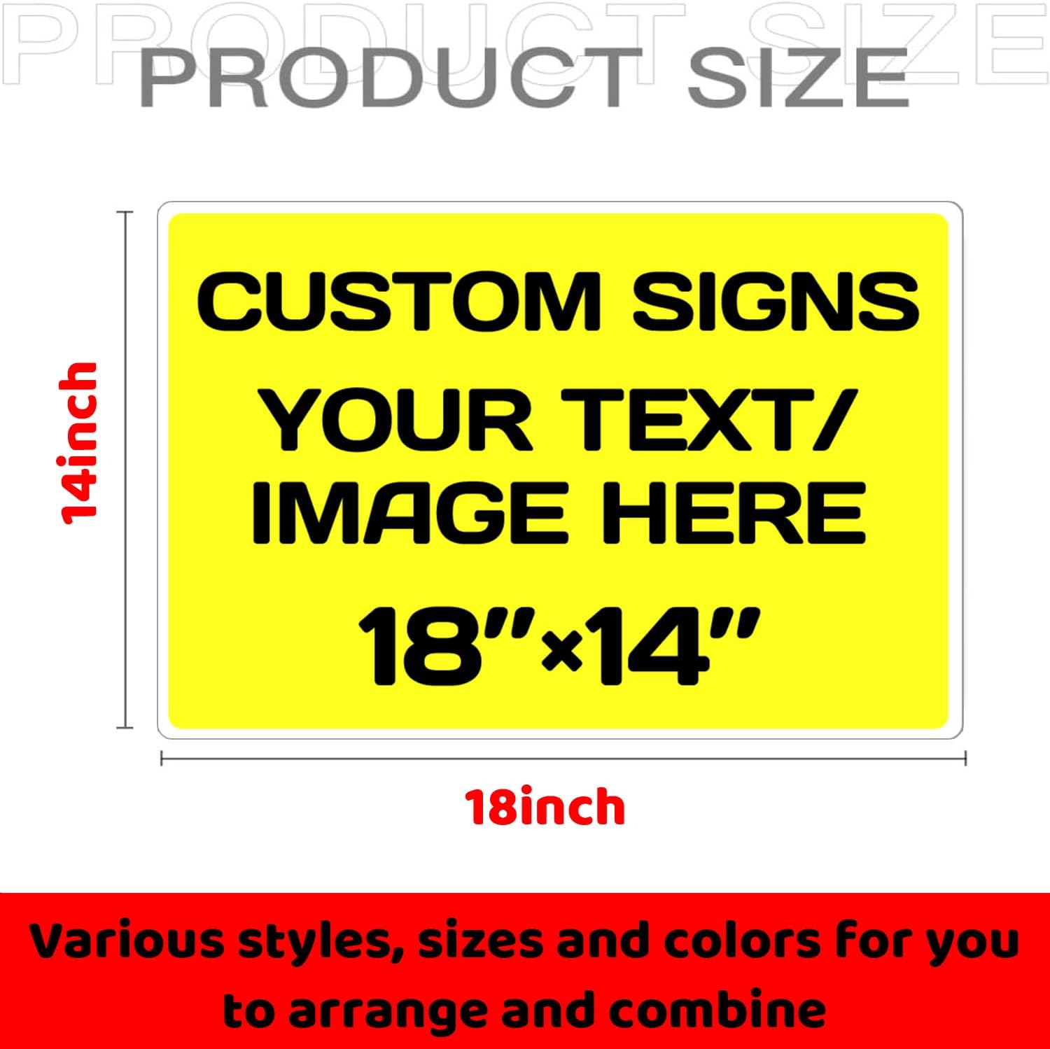 Repaly Personalized signs,Aluminum Weatherproof Metal Sign Multiple Sizes Custom Personalized Text And picture Here,hazard sign,garden sign,custom door sign,Customised business signs Yellow 18×14