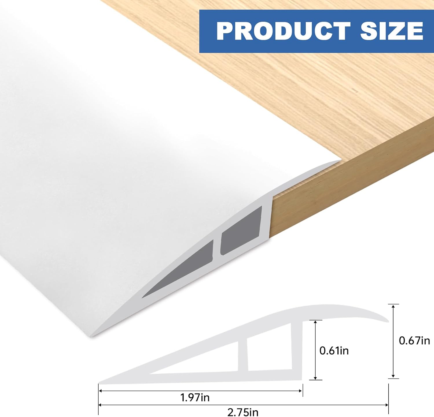 Vinyl Door Threshold Flooring Transition Strip Self Adhesive Carpet Edging Strip for Laminate Doorway Edge Threshold from 2/5" to 3/5" (White, 10 Ft)