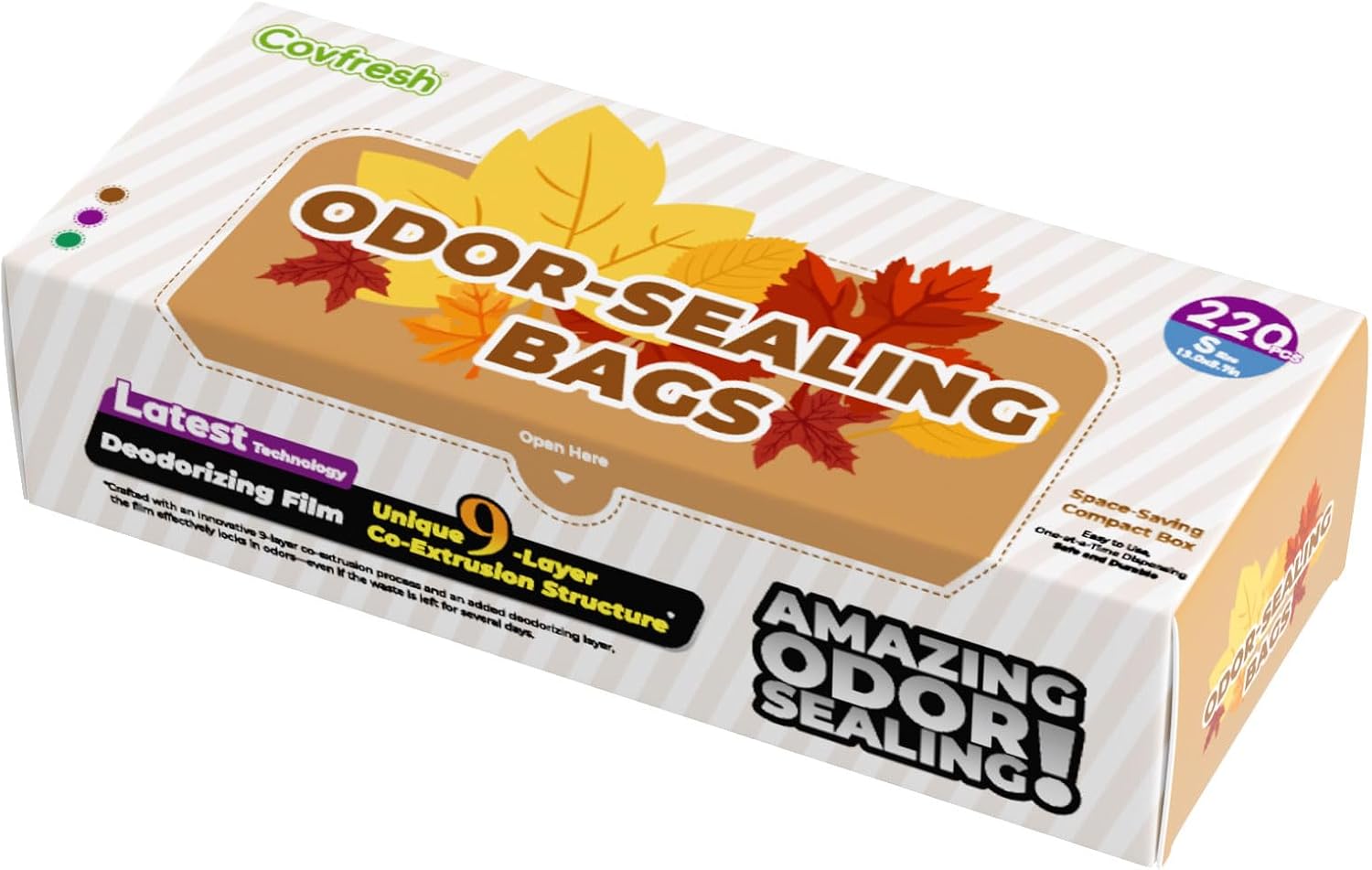 Odor Sealing Small Trash Bags Home & Food Use S-220 Count Disposable Bags, Durable and Unscented (Color:Brown)