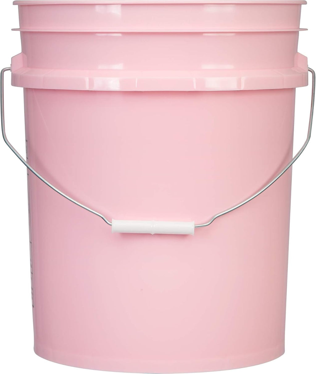 House Naturals 5 Gallon Pink Food Grade Bucket Pail with Air Tight screw on Lid (Pack of 2) Made in USA buckets