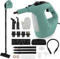 COSTWAY Handheld MultiPurpose Steam Cleaner with 17 Pieces, 350ml Large Capacity Steam Mop Continuous Fill water, Portable Chemical-Free Steamer for Home Use, Floors, Windows, 1400W, Green