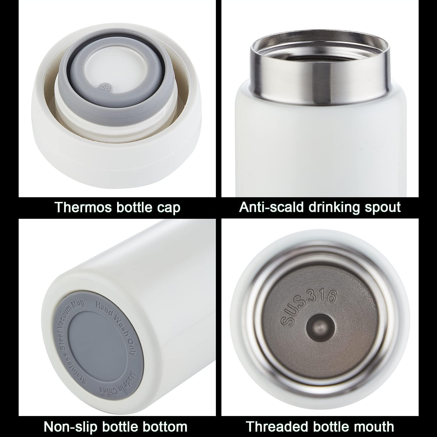 Mini Thermos Cute Water Bottle - 7 oz Tiny Insulated Vacuum 18/10 Stainless Steel Small Flask - Leak Proof & Spill Proof & Keeps Cold and Hot for Drink, Coffee, Tea - Purple