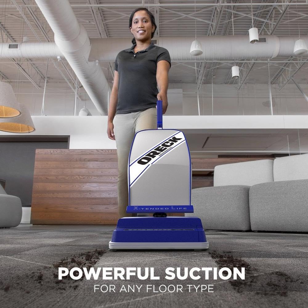 Oreck Commercial XL Vacuum Cleaner, Bagged Upright Vac for Carpets and Hard Floor, Lightweight, Automatic Height Adjust, High-Speed Brush Roll, Powerful Vacuum Cleaners for Commercial Use