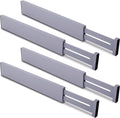 Utoplike Bamboo Drawer Dividers Large, Gray Kitchen Drawer Organizers Adjustable, Spring Loaded, Works in Dresser, Bathroom, Bedroom, Desk, 4 pcs, 2.4" H