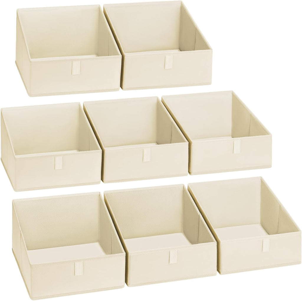 DIMJ Closet Storage Bins 8 Pack - Fabric Trapezoid Closet Organizer Bin, Foldable Storage Baskets for Shelves, Closet Shelf Organizer, Clothing Storage Box for Toys, Books, Towel, Clothes
