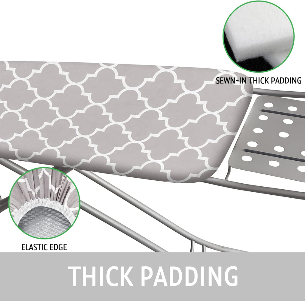 Ironing Board Cover and Pad 15x54 Inch Standard Ironing Board Cover with Elastic Edge and Hook and Loop Fasteners Scorch and Stain Resistant Cotton Ironing Covers with Thick Padding