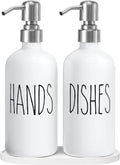 MOMEEMO Soap Dispenser for Kitchen Sink, White Soap Dispenser with Silver Metal Pump, Suitable for Kitchen Decor and Accessories. (White & Silver)