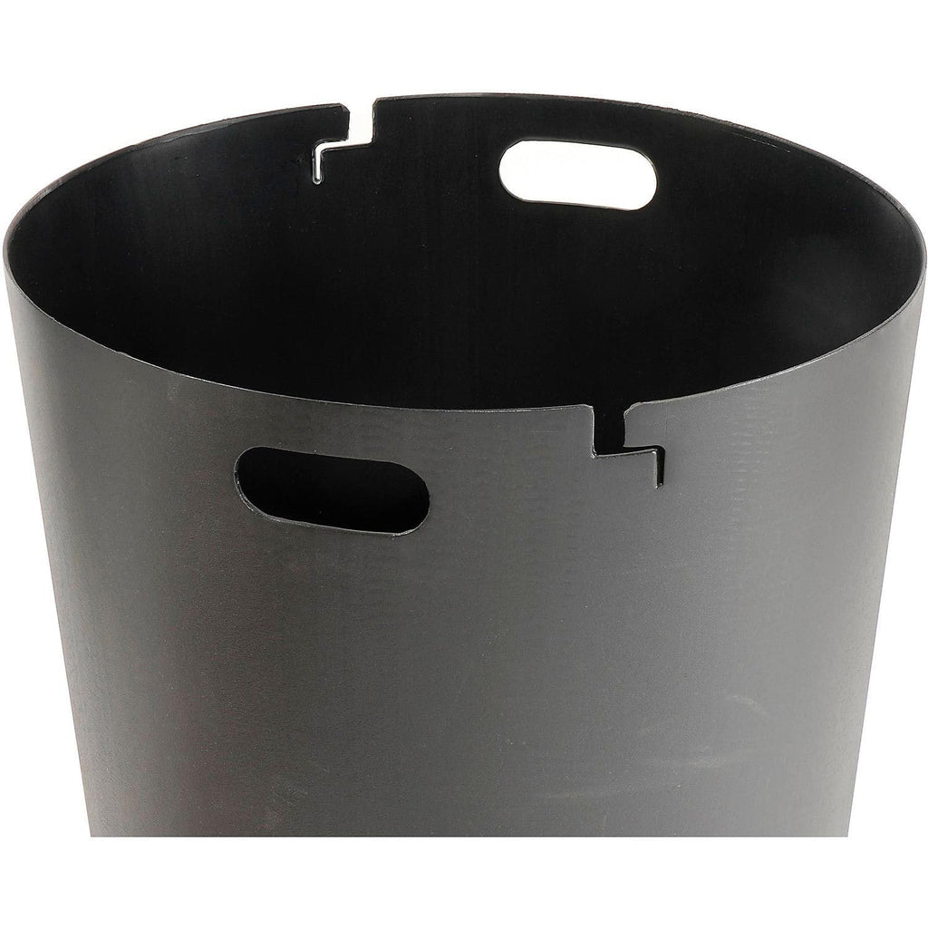 Global Industrial 36 Gallon Outdoor Slatted Steel Round Trash Can with Flat Lid, Plastic Liner & Anchor Kit Included, 28" W x 36" H, Commercial & Industrial Trash Can, Black