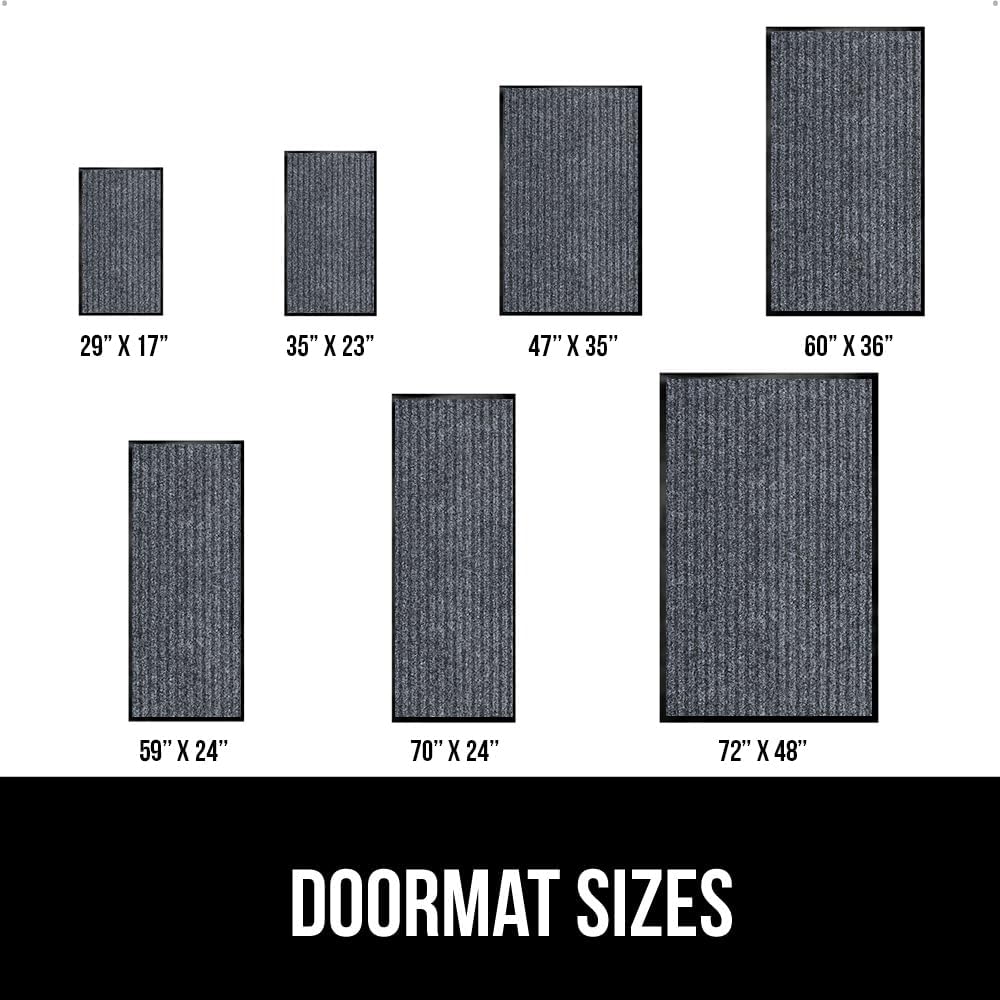 GORILLA GRIP Traffic Guard Door Mat, 70x24, Heavy Duty Welcome Mats, Commercial Office Space Doormat, Waterproof, Fade Resistant, Strong Rubber Backing, Low Profile, Shoe and Boot Scraper, Gray