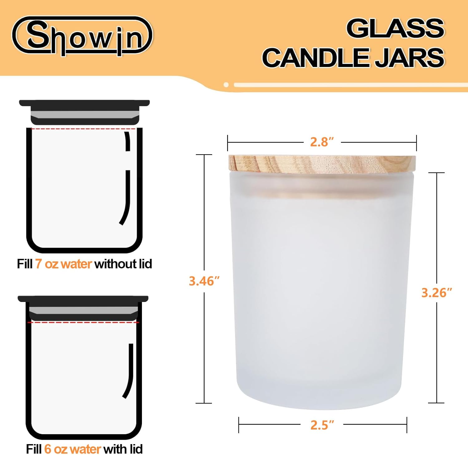 Thick Candle Jars for Making Candles 12 Pcs, 7 OZ Empty Jars with Wood Lids for Candle Making, Sample Container, Frosted White