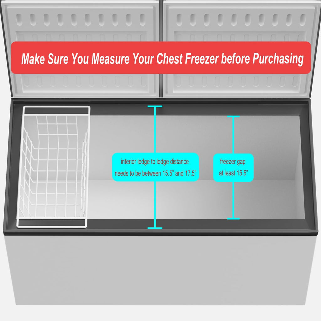 SANNO 17.5in Chest Freezer Basket,Freezer Organizer Bins, Sturdy Metal Wire Freezer Organizer for Home Kitchen