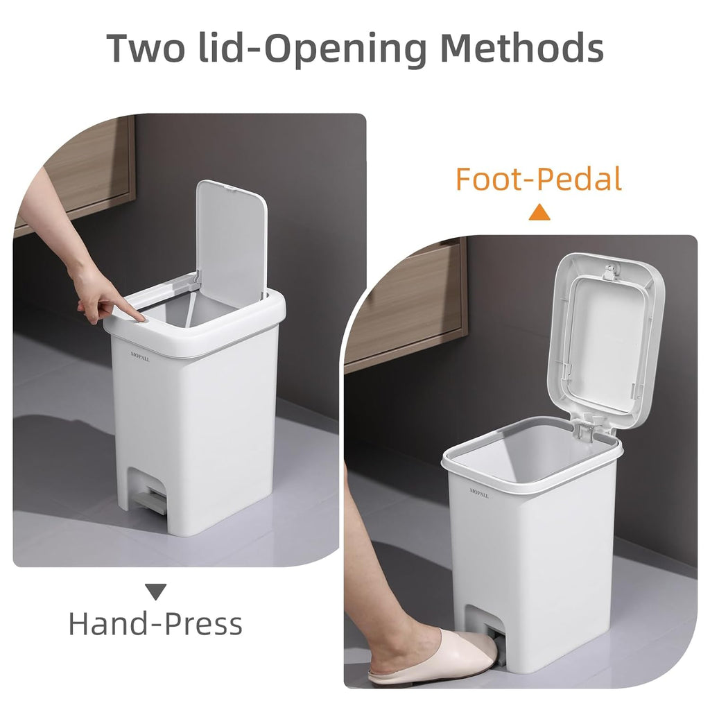 MOPALL Slim Bathroom Trash Can with Lid Soft Close, Garbage Can with Pop-Up Lid & Step On Foot Pedal, Small Trash Bin Trashcan Waste Basket for Toilet, Office, Bedroom, Kitchen, Living Room 1.9 Gallon