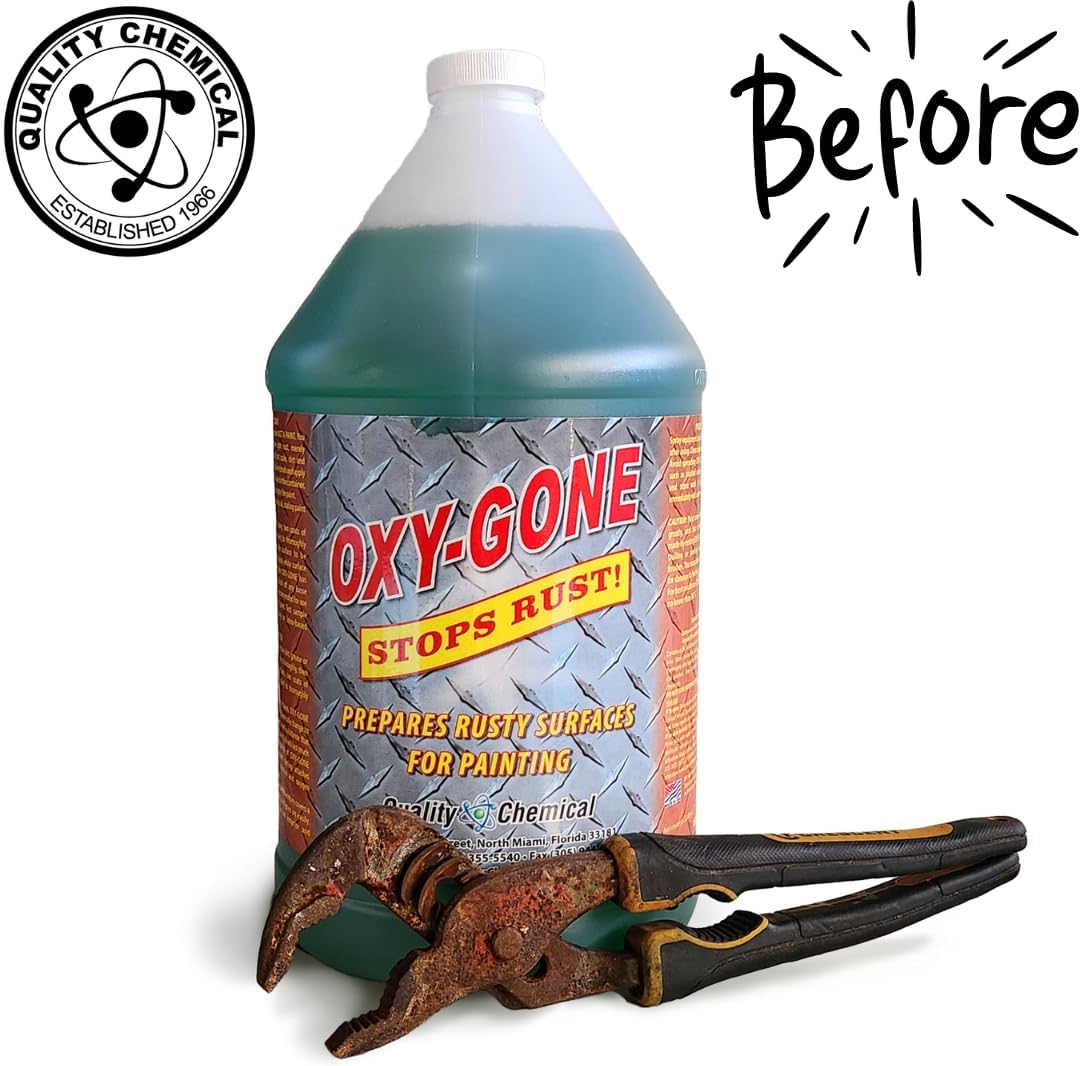 Quality Chemical Oxy-Gone Rust Remover and Metal Treatment - Rust Reformer, Rust Remover, Metal Rust Remover, Rust Neutralizer for Metal, Rust Converter, Remover, Rust Remover - 128 oz (Pack of 4)