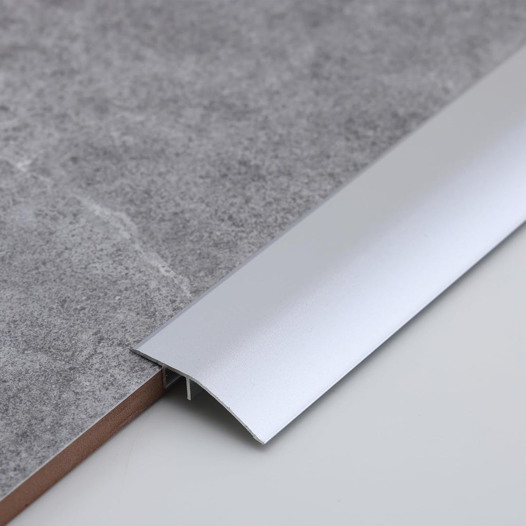 Gaahing Aluminum Floor Transition Threshold Strip, Bridge The Height Gap Between 0.2 to 0.5 inches for Doorway Ramp Tiles Laminate Planks (2Pcs x 35.4in x 1.7in, Matte Silver)