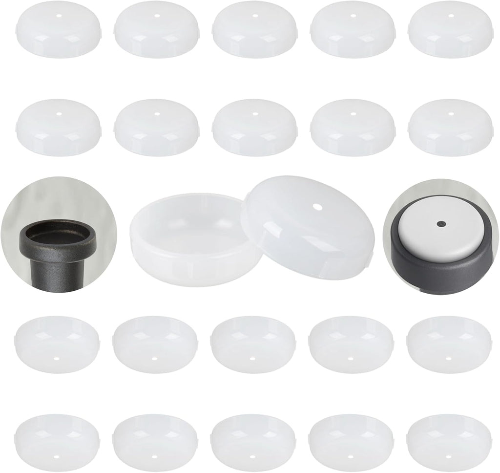 Wrought Iron Patio Furniture Feet Caps - Furnigear 1-1/2" Round Plastic Outdoor Chair Leg Caps, Floor Protectors for Metal Chairs & Tables, Patio Furniture Replacement Rubber Feet (White, 24 Pack)