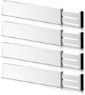 4 Pack Bamboo Drawer Dividers, Adjustable Length from 12 Inch to 17 Inch, Expandable Kitchen Drawer Organizer, Drawer Organization Separators for Clothes, Kitchen, Bedroom, Dresser, Office (White)