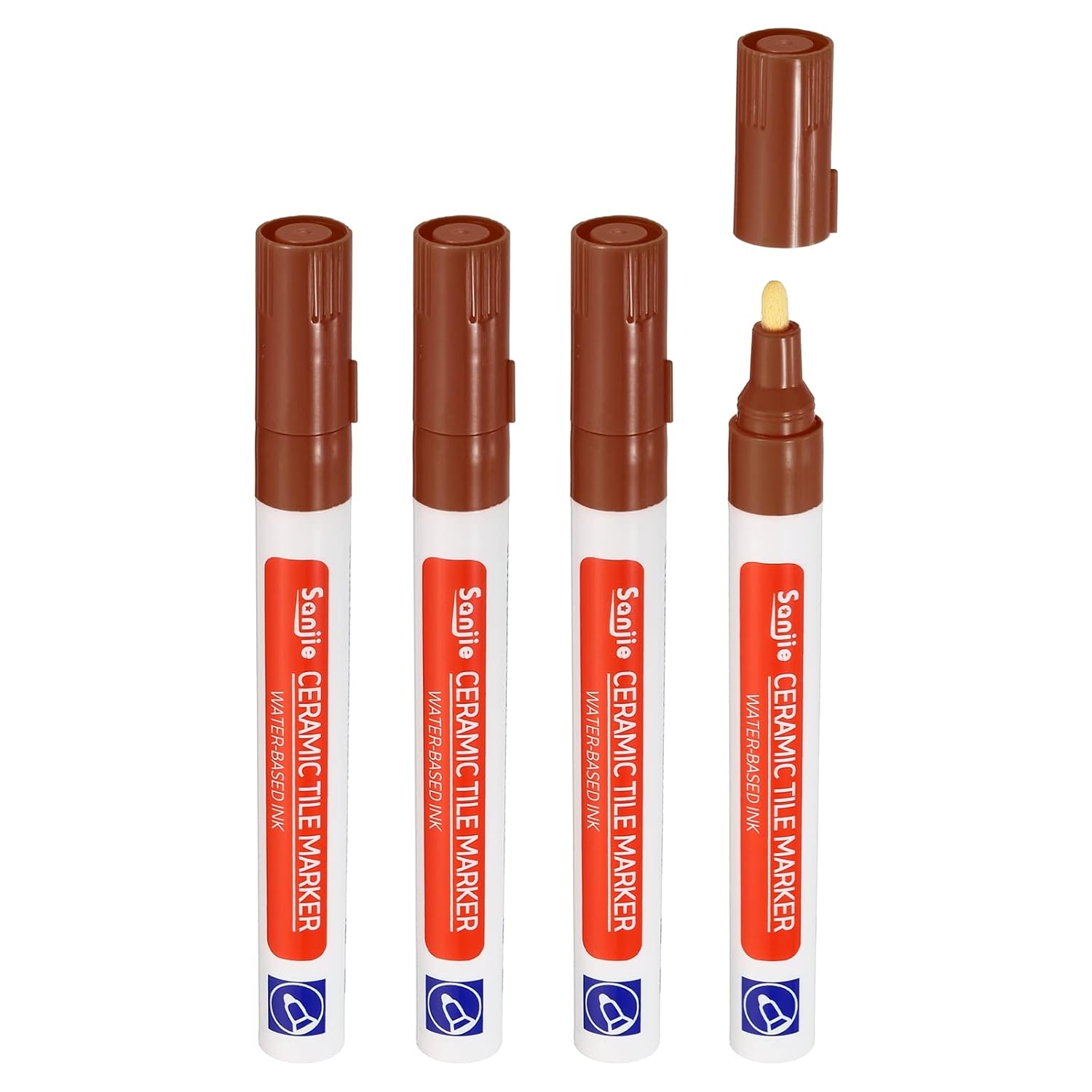 PATIKIL Grout Pen, 4 Pack Brown Tile Marker Waterproof Grout Sealer Pen Tile Repair Pens Paint Pens for Wall Floor Bathroom Kitchen Refresh