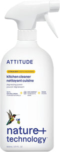ATTITUDE Kitchen Cleaner Spray, EWG Verified, Powerful Degreaser, Cuts Grease & Grime, Plant-Based & Vegan, Citrus Zest Scent, 27.1 Fl Oz