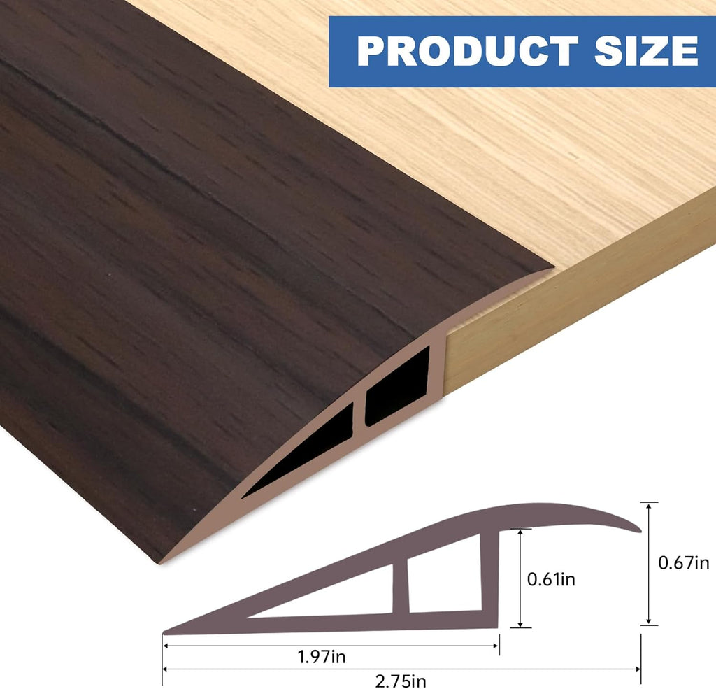 Vinyl Door Threshold Flooring Transition Strip Self Adhesive Carpet Edging Strip for Laminate Doorway Edge Threshold from 2/5" to 3/5" (Brown Wood Grain, 10 Ft)