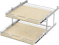 ROOMTEC 2 Tier Individual Pull Out Cabinet Organizer 25½"W x 21½"D, Slide Out Wood Shelves Organizers, Pull Out Drawers Organization and Storage for Kitchen Cabinet