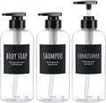Segbeauty 3pcs Refillable Shower Bottles, 500ml Each - Large Plastic Dispensers with Pump for Shampoo, Conditioner, Soap or Lotion