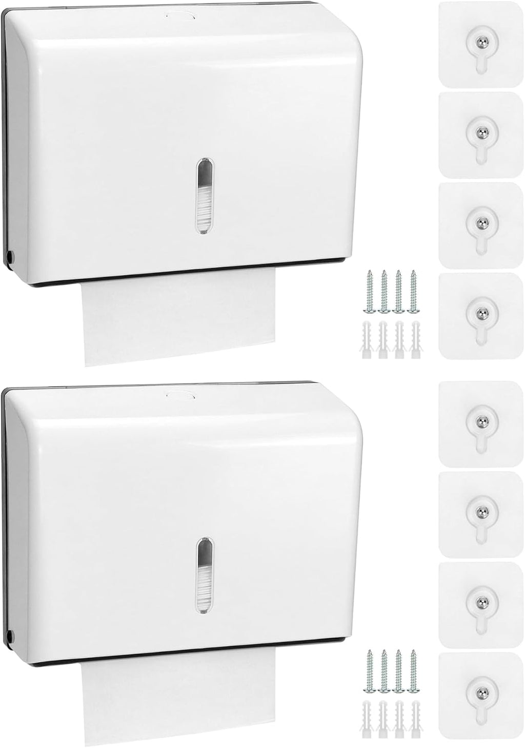 QWORK Paper Towel Dispenser Wall Mount, 2 Pack Multifold Hand Towel Dispenser, Tri-fold Commercial Hand Towel Dispenser for Bathroom, Kitchen, Office, White