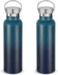 Neihepal 20 oz Insulated Water Bottles Bulk 2 Pack,Stainless Steel Double Wall Sport Bottle with Lid of Handle,Metal Reusable Thermoses Flask for School,Cyclists,Hikers,Gift (Dark Night,Set of 2)